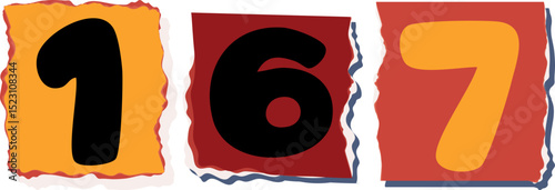 167 Retro torn paper number Design art