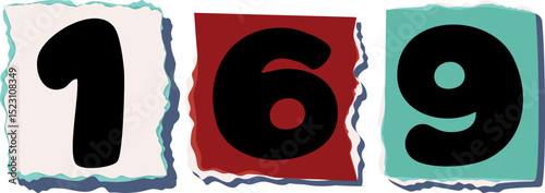 169 Retro torn paper number Design art
