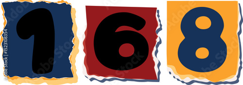 168 Retro torn paper number Design art