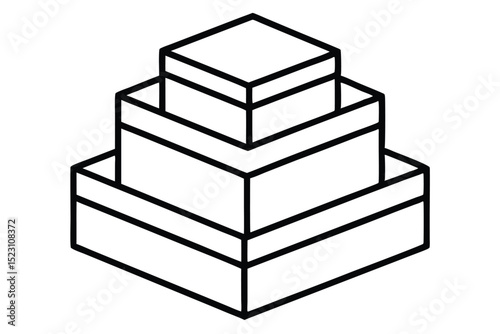 Three-Dimensional Stacked Cubes Isometric Geometric Design Illustration