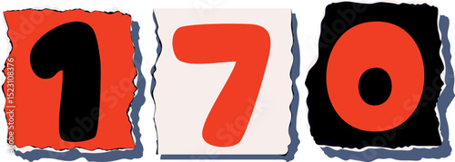 170 Retro torn paper number Design art