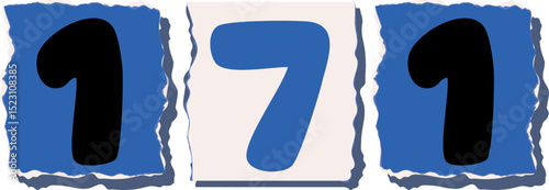 171 Retro torn paper number Design art