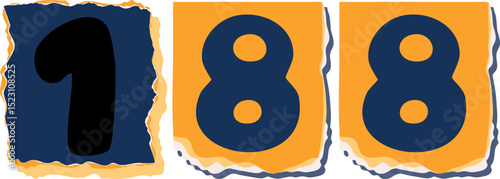 188 Retro torn paper number Design art