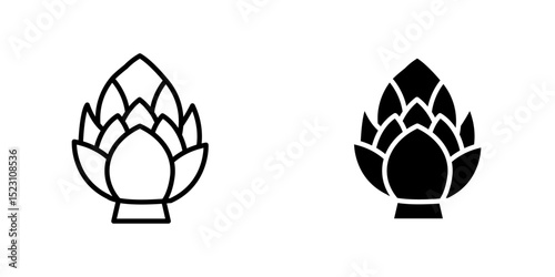 Artichoke icons. Black and White Vector Vegetarian Food Icons. Organic and Natural Product. Vegetables Concept
