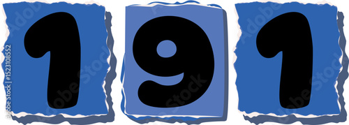 191 Retro torn paper number Design art