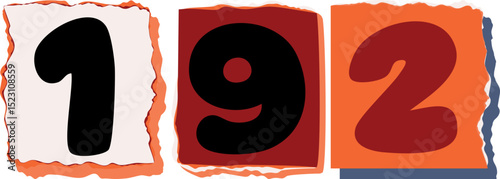 192 Retro torn paper number Design art
