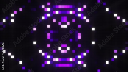 Annotation Bright mosaic. Annotation LED background with points of movement. Technological digital square background of color.  pixel background. Animation of an element of geometric .