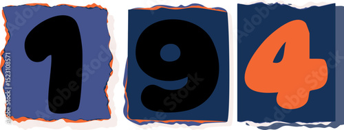 194 Retro torn paper number Design art