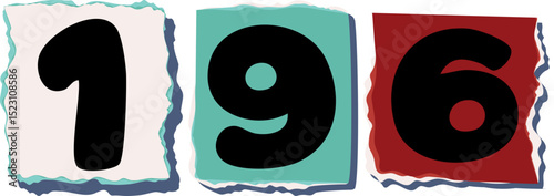 196 Retro torn paper number Design art