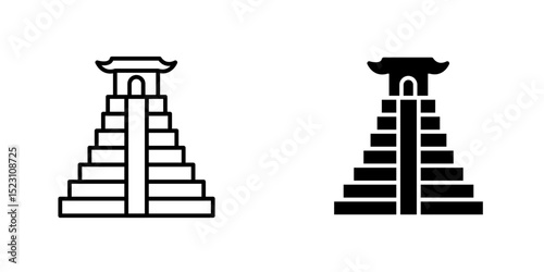 Chichen Itza icon, Chichén-Itzá, Yucatan, Mexico Icon Silhouette Illustration. Mayan Pyramid Vector Graphic Pictogram Symbol Clip Art