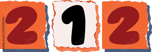 212 Retro torn paper number Design art