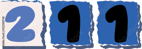 211 Retro torn paper number Design art