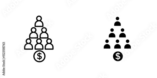 Ponzi scheme icon, Ponzi Pyramid Scheme vector flat icon. Person face has joy feeling. Faced ponzi pyramid scheme.
