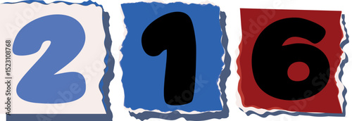 216 Retro torn paper number Design art