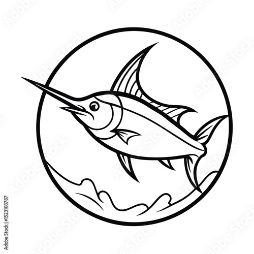 line art swordfish marine