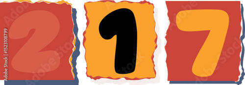217 Retro torn paper number Design art