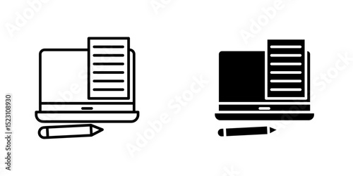 Blended learning icon,  Monochrome simple E-Learning icon for templates, web design and infographics