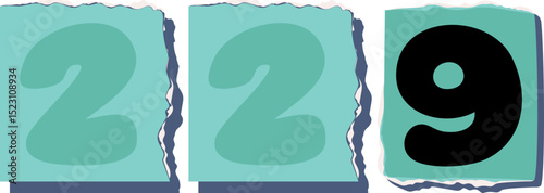 229 Retro torn paper number Design art