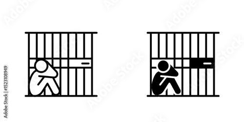 Jail icon, Prison or prison simple icon, illustration design template. jail criminal prisoner icon linear logo mark in black and white