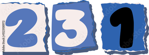 231 Retro torn paper number Design art