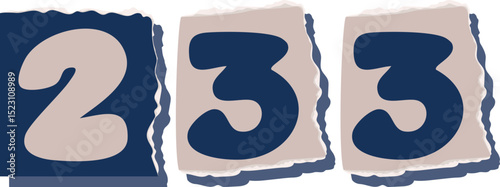 233 Retro torn paper number Design art