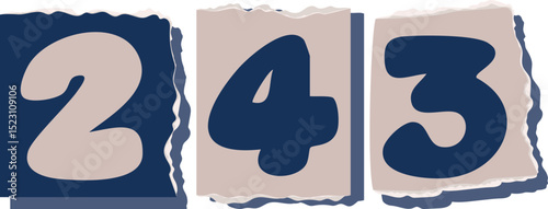 243 Retro torn paper number Design art