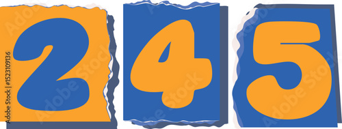 245 Retro torn paper number Design art