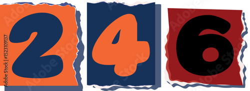 246 Retro torn paper number Design art