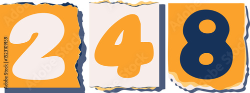 248 Retro torn paper number Design art