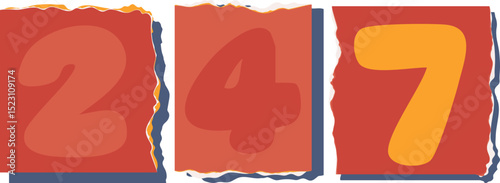 247 Retro torn paper number Design art