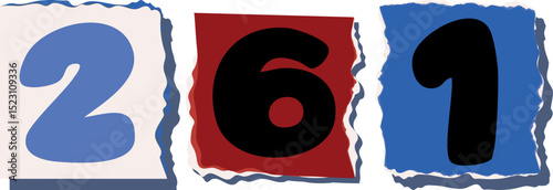 261 Retro torn paper number Design art