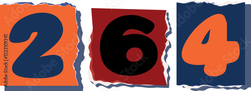 264 Retro torn paper number Design art