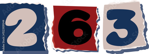 263 Retro torn paper number Design art