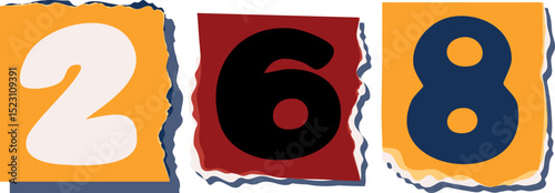 268 Retro torn paper number Design art