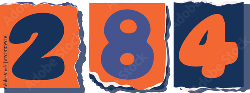 284 Retro torn paper number Design art