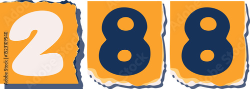 288 Retro torn paper number Design art