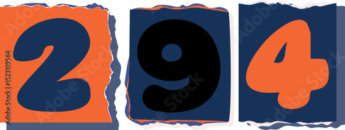 294 Retro torn paper number Design art