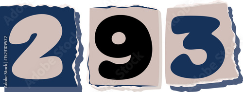 293 Retro torn paper number Design art