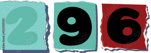 296 Retro torn paper number Design art