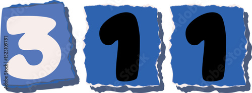 311 Retro torn paper number Design art