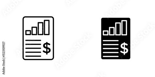 Income statement icon, Financial statement or report icon with a Dollar Sign
