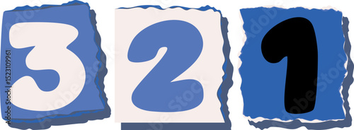 321 Retro torn paper number Design art