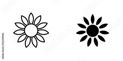 Sunflower icon, Sunflower editable stroke outline icon isolated on white background flat vector illustration