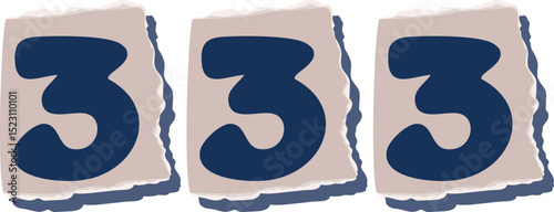 333 Retro torn paper number Design art