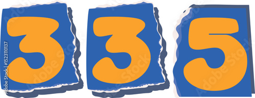 335 Retro torn paper number Design art