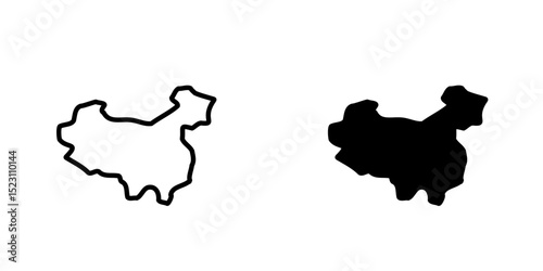 China map icon, Outline china map simple thin line icon vector illustration