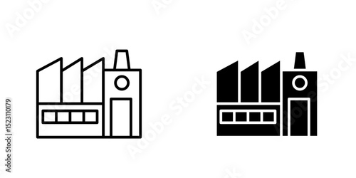 Factory icon, Building glyph solid icons collection. Containing skyscraper, government, hospital, house. Minimal icon and symbol series vector illustration