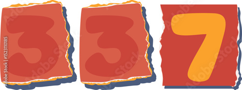 337 Retro torn paper number Design art