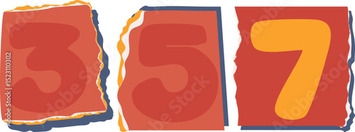 357 Retro torn paper number Design art