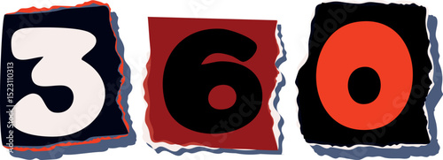 360 Retro torn paper number Design art